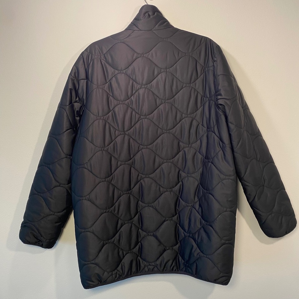 QUINCE Featherless Quilted Long Puffer Jacket XL Black Down Alternative Travel - Picture 6 of 13